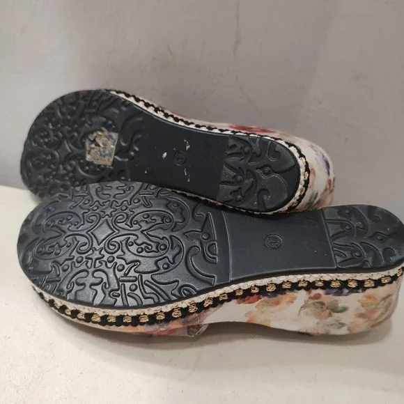 L'Artiste Women Blissful BGEM Leather Strappy Wedge Sandal US 6 6.5 EU 37 Floral - Picture 8 of 11